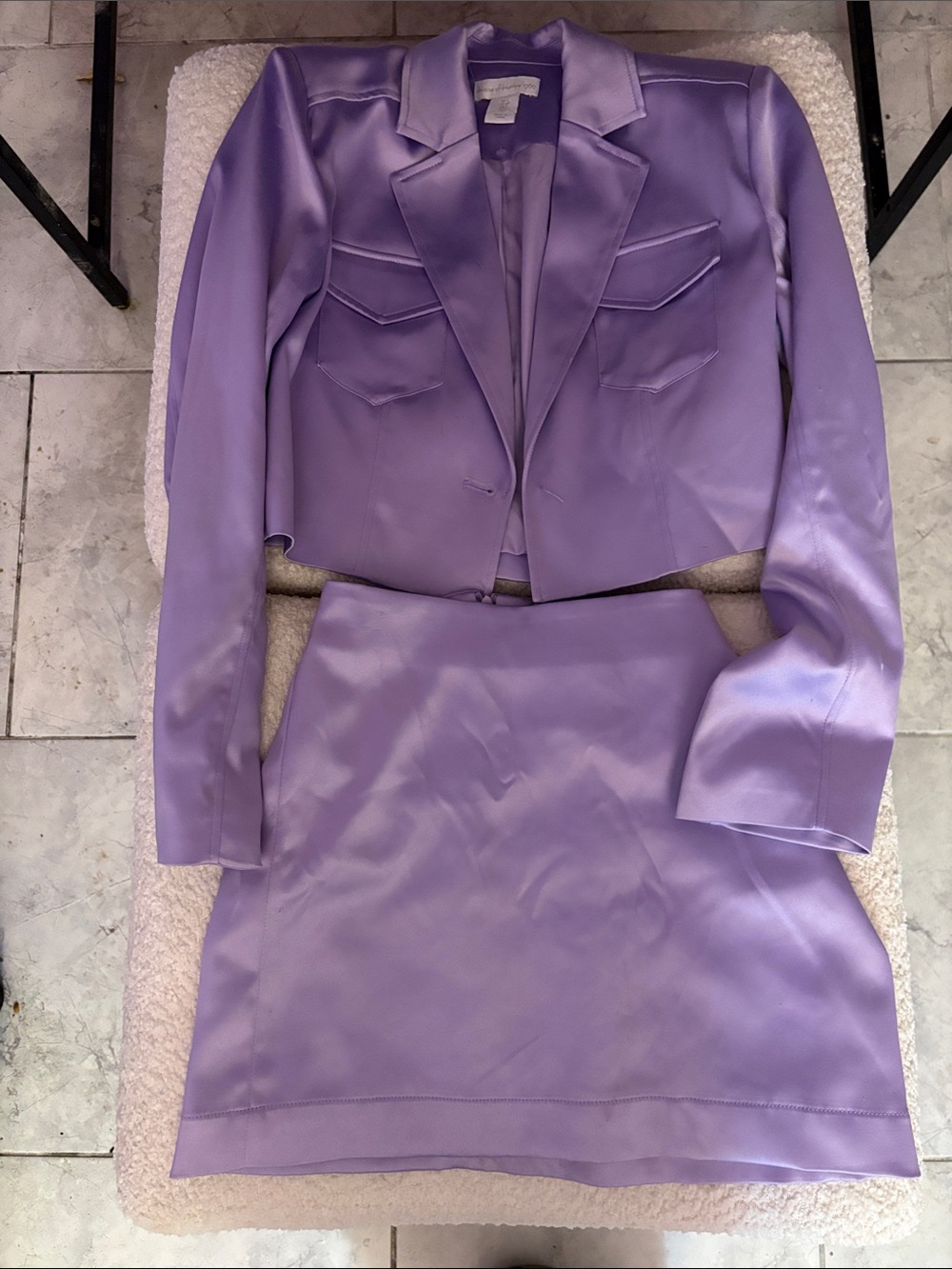 House of Harlow 1960 Lavender Satin Two-Piece Skirt Set